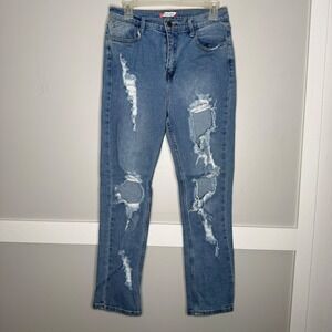 Vibe & Rant Distressed Jeans Womens 11 Blue High Rise Ripped Straight VPR13780